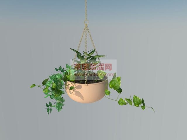 铁链吊篮盆栽SU模型