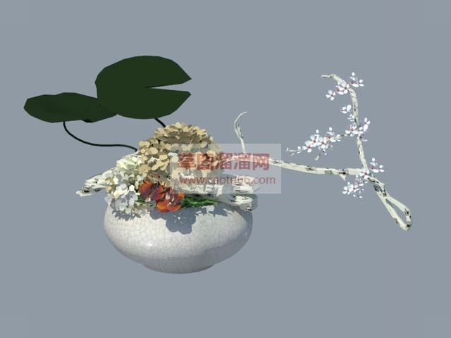 花盆插花盆栽SU模型