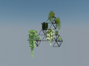 绿植墙上装饰格子架SU模型