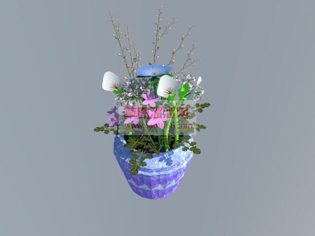 鲜花花盆盆栽SU模型
