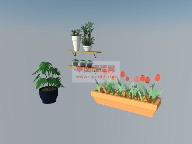 花盆盆景花箱SU模型