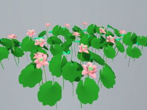 荷叶莲花池塘SU模型