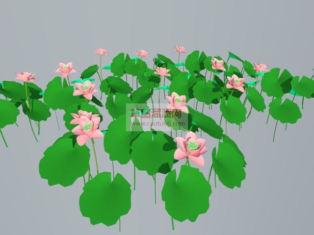 荷叶莲花池塘SU模型