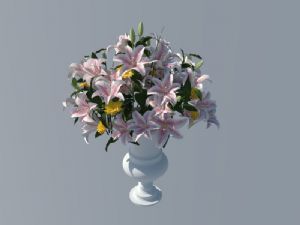香水百合花钵SU模型 免费sketchup模型下载