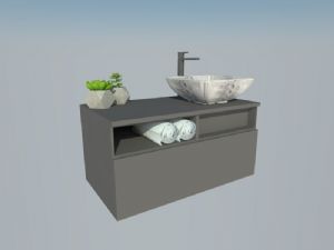 多肉植物浴室柜SU模型 免费sketchup模型下载