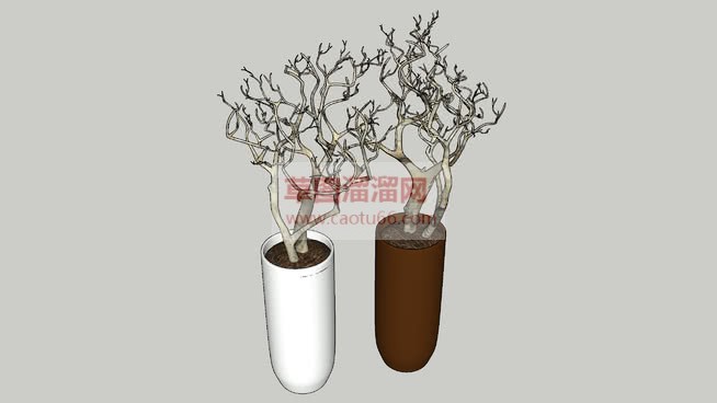 枯树花盆盆栽SU模型