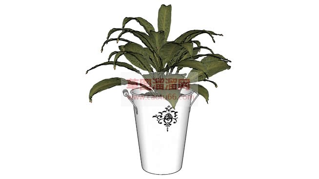 高脚花盆植物SU模型
