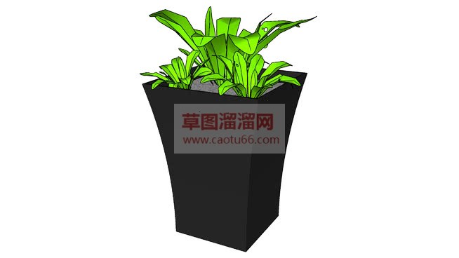 盆栽花盆绿色SU模型