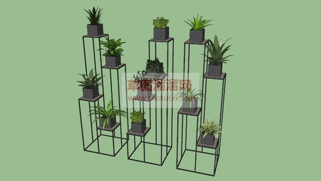 现代植物墙植SU模型