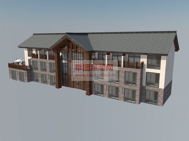 古典酒店建筑SU模型