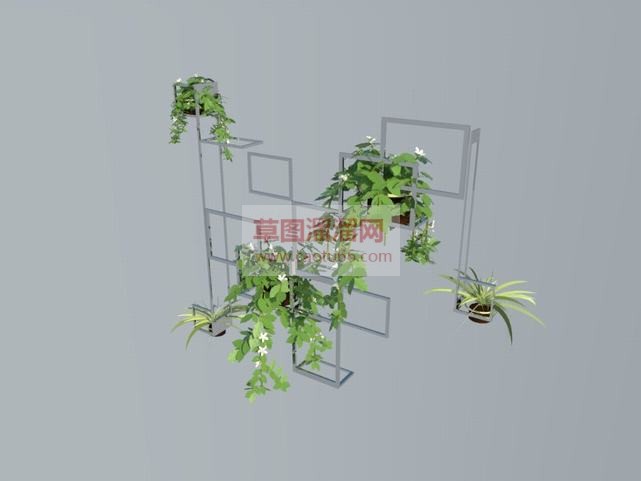 绿化植物墙下SU模型