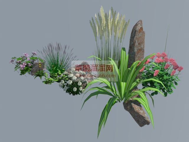 花草植物碎石SU模型