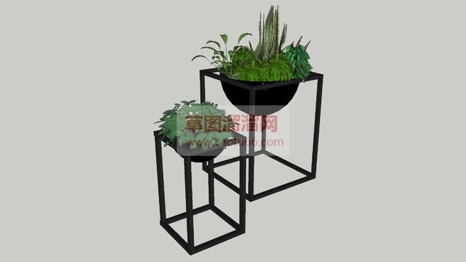 植物花盆花架SU模型