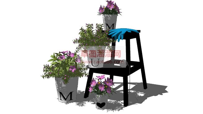 花艺花架盆栽SU模型