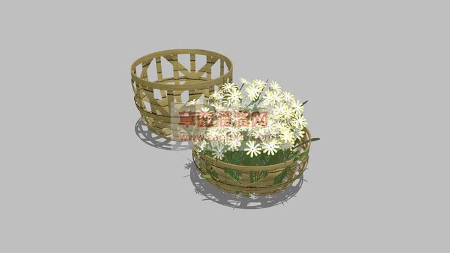 花篮竹筐的免SU模型