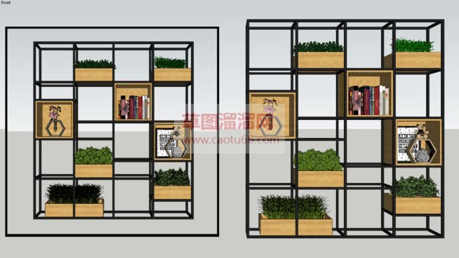 书架置物架植SU模型