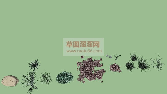 3D岩石草植SU模型