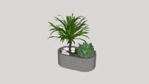 花盆石盆植物SU模型