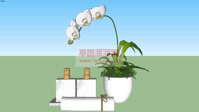 白色花盆花朵SU模型