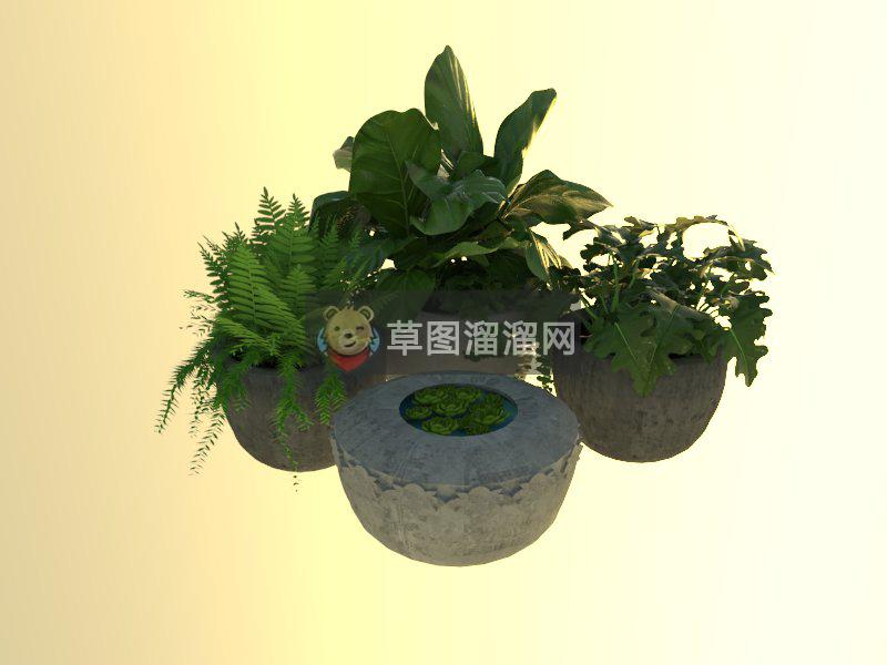 花盆盆景盆栽SU模型