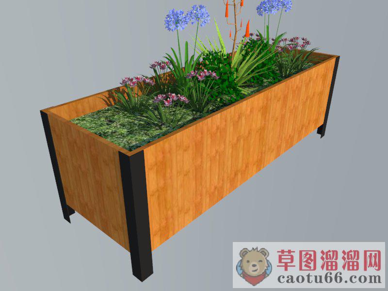 景观木质花箱SU模型