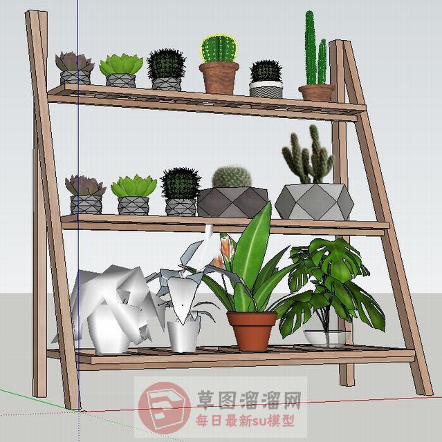 植物花盆花架SU模型