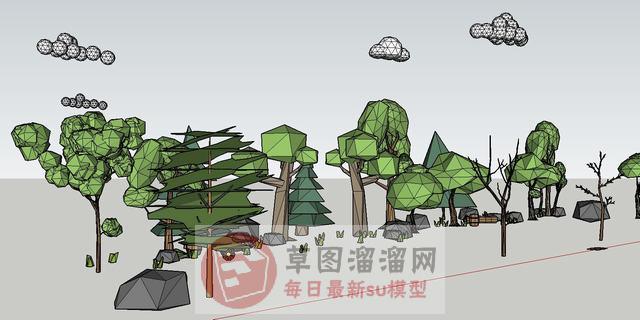 卡通树木SU模型