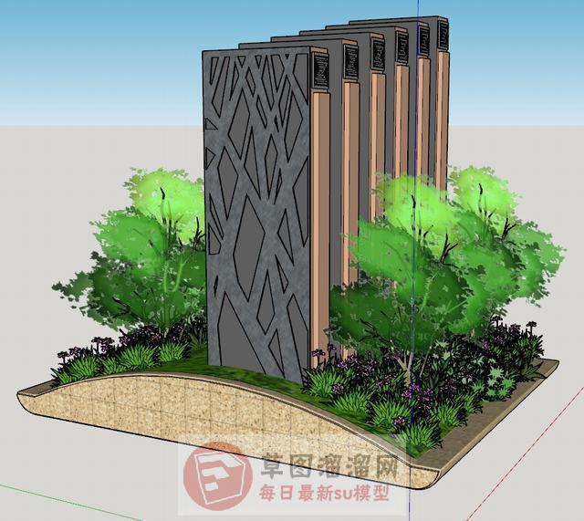 花圃绿植景观墙SU模型