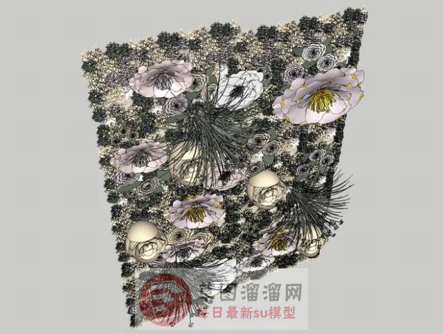 墙花植物墙装饰墙SU模型