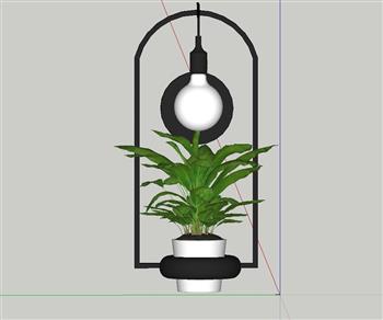 墙饰品花盆植物SU模型