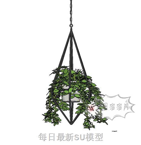 铁链装饰吊篮SU模型