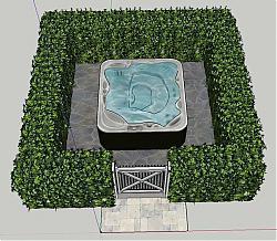 冬青植物围起来SU模型
