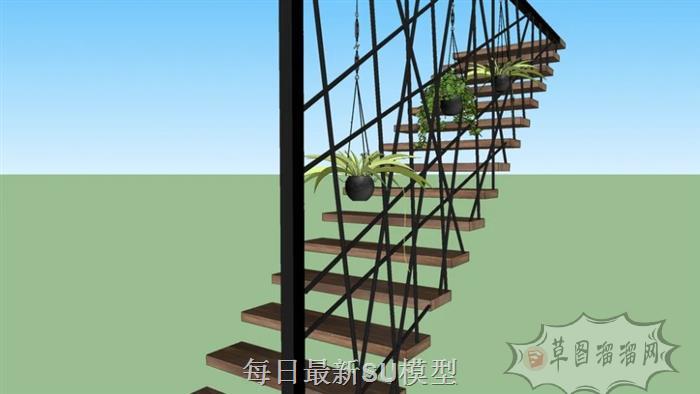 楼梯扶梯植物SU模型