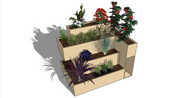 花箱花架植物SU模型