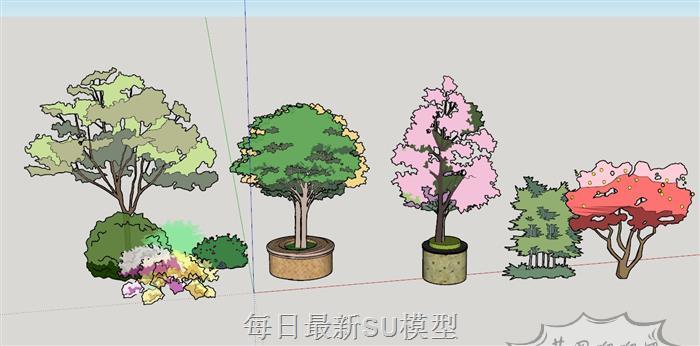 树池植物配景SU模型