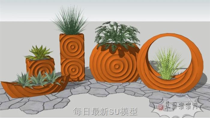 装饰花瓶盆栽SU模型