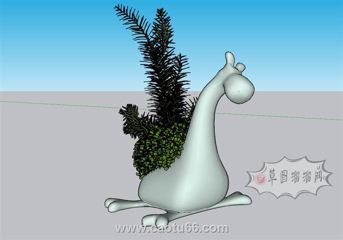 蜗牛花盆植物SU模型
