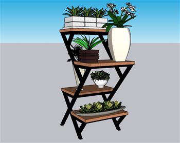 木质花架植物架SU模型