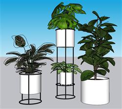 装饰花盆花架 SU模型