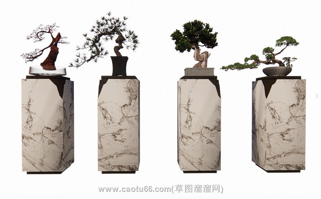 迎客松盆栽SU模型