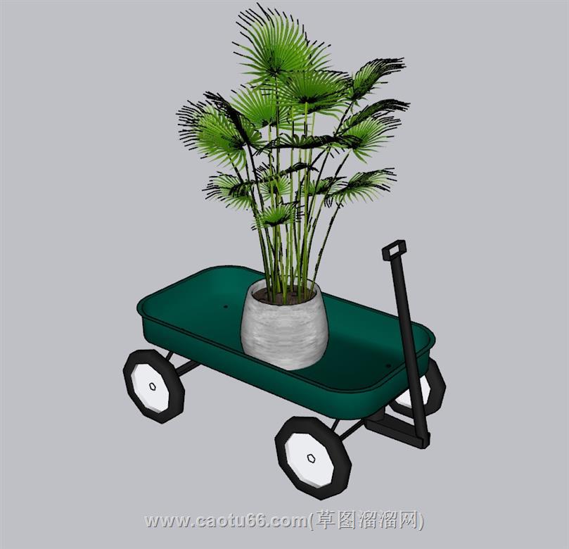 花盆植物运送车SU模型