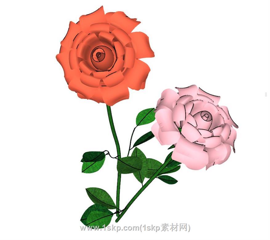 玫瑰花插花SU模型