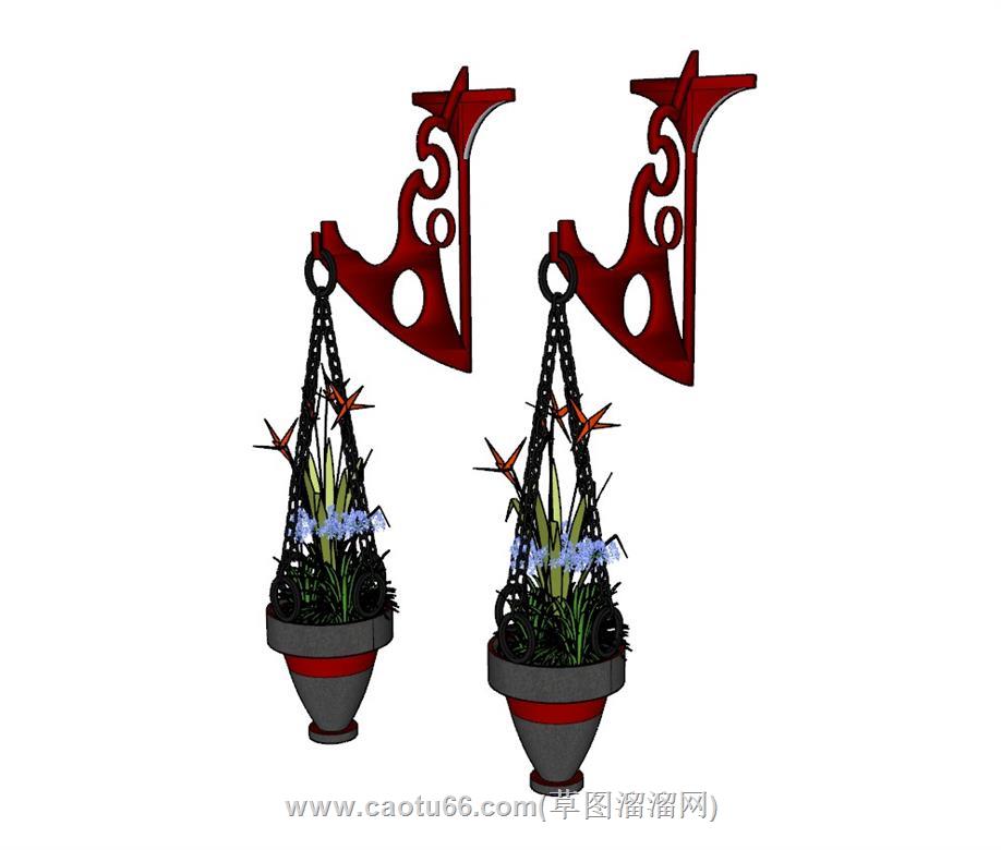 吊篮植物SU模型