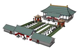 寺庙石狮古建筑SU模型