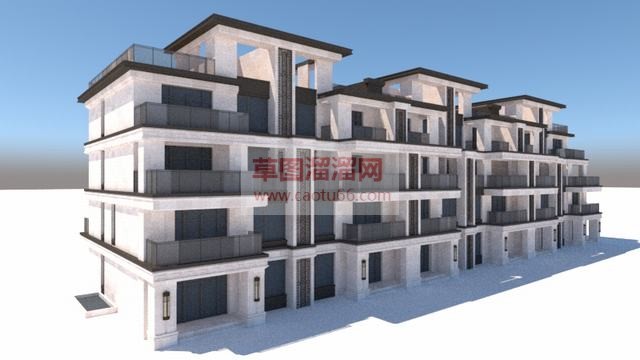 欧式现代叠拼SU模型