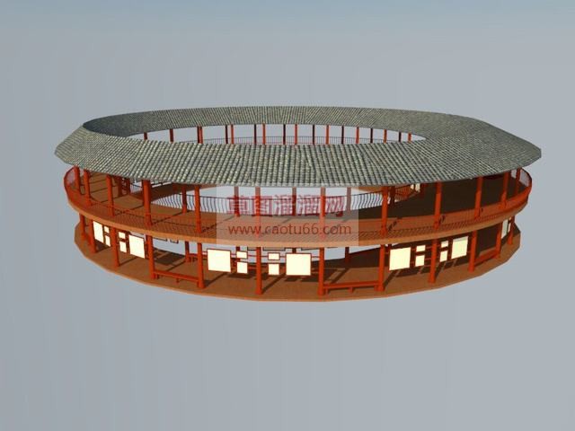民族风建筑圆形SU模型