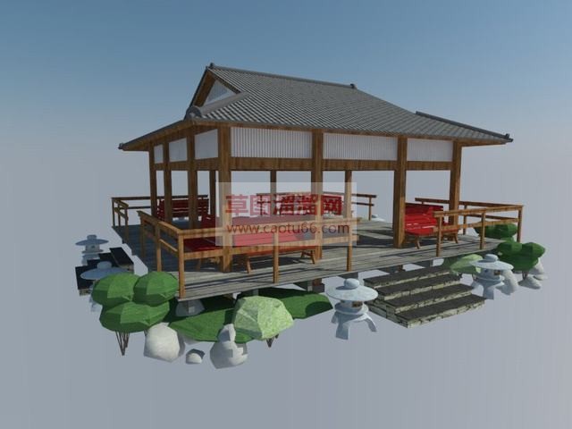 日式庭院亭子SU模型