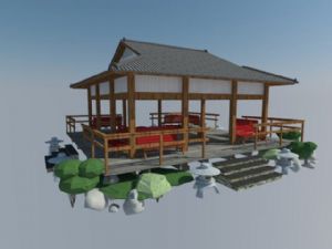 日式庭院亭子SU模型
