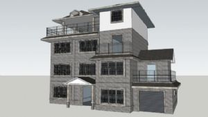 中式三层建筑SU模型