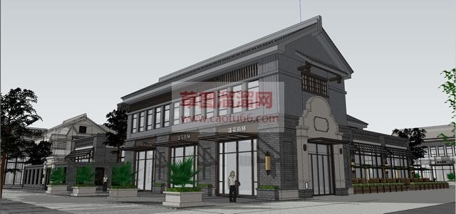 中式民国建筑SU模型
